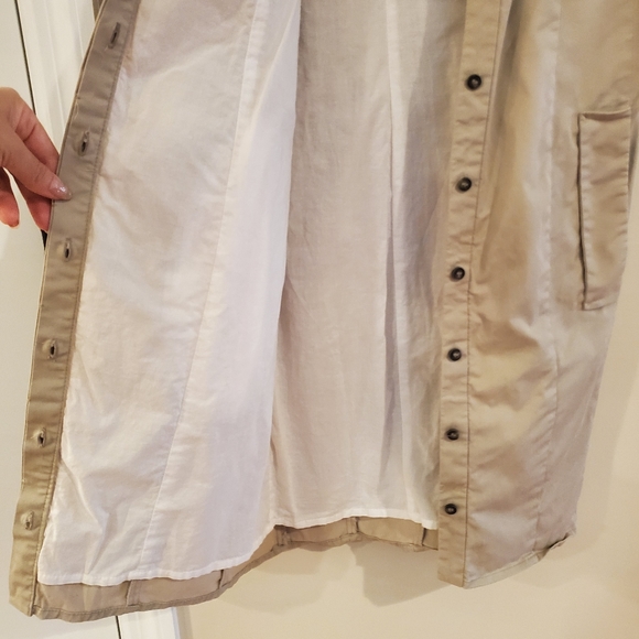 Zara Trench Coat Style Sleeveless Button Up Shirt Dress Khaki Size Large - Picture 11 of 14